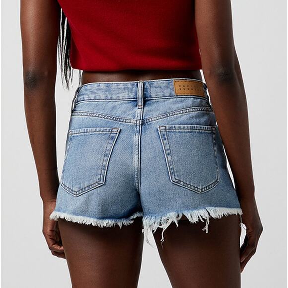 Pacsun Jean Shorts WMNS 29 High Rise Festival Cut-Off Distressed Raw Hem Denim - Picture 3 of 10